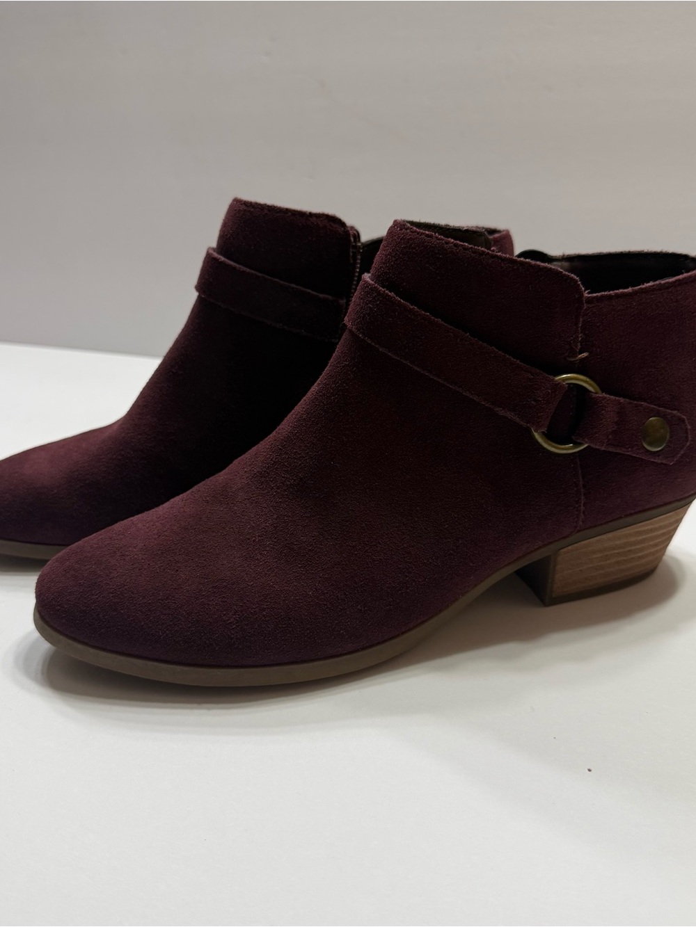 Women's Bass Suede Ankle Booties in Burgundy